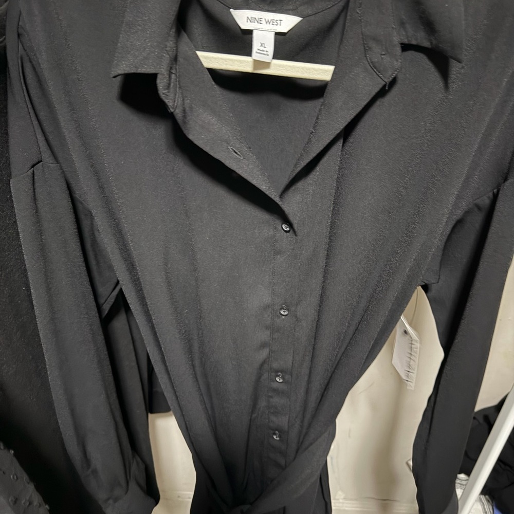 Nine West Black V-Neck Blouse